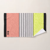 抽象芸術モダン色コーラルピンクリムグリーン バスタオルセット (ハンドタオル)