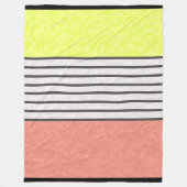 抽象芸術モダン色コーラルピンクリムグリーン フリースブランケット (正面)