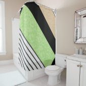 抽象芸術モダン色ベージュミントグリーンホワイトブラック シャワーカーテン (インサイチュ)