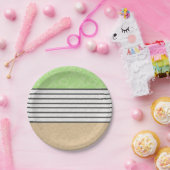 抽象芸術モダン色ベージュミントグリーンホワイトブラック ペーパープレート (パーティー)