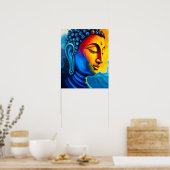 抽象芸術モダン芸術 | ブッダポートレート絵を描ズ ポスター (キッチン)