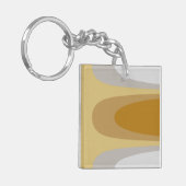 抽象芸術モダン茶色の黄色、灰色の幾何学的なアート キーホルダー (正面左)