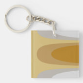 抽象芸術モダン茶色の黄色、灰色の幾何学的なアート キーホルダー (正面)