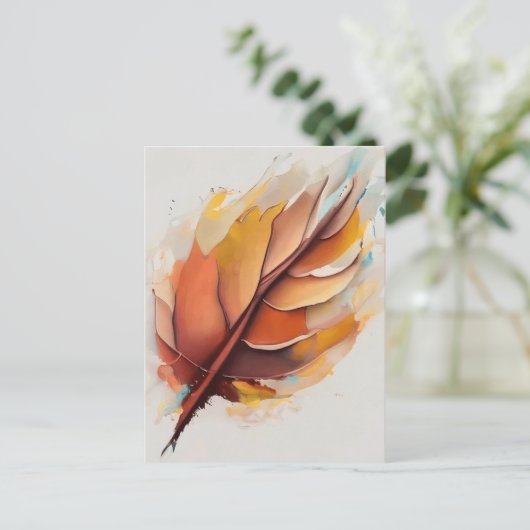 抽象芸術モダン葉ペイントセット葉 シーズンポストカード (スタンド正面)