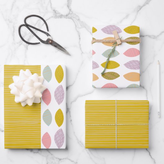 抽象芸術モダン葉及び調整パターン ラッピングペーパーシート (正面)