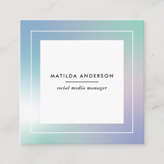 抽象芸術モダン虹の勾配 スクエア名刺 (正面)