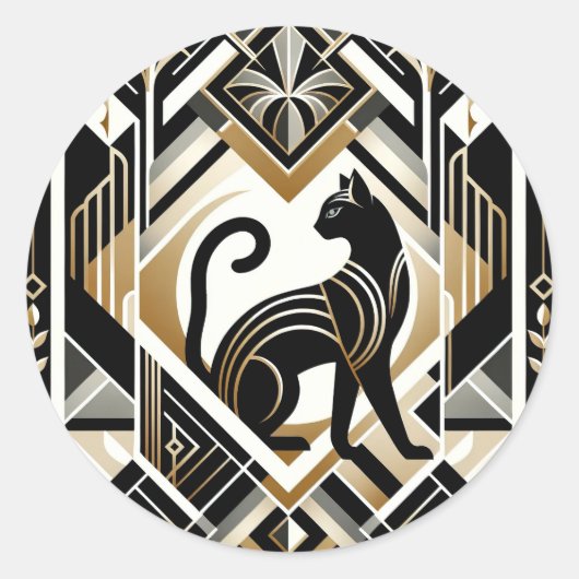 抽象芸術モダン装飾猫シール ラウンドシール (正面)