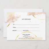 抽象芸術モダン証明書ギフトカード (裏面)