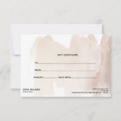 抽象芸術モダン証明書ギフトカード (裏面)