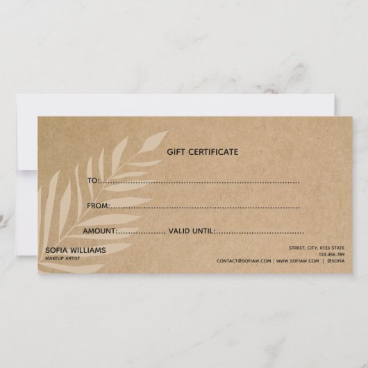 抽象芸術モダン証明書ギフトカード (裏面)