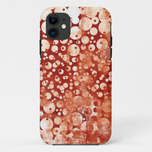 抽象芸術モダン赤い白いブブパターン(の模様が)あるレス iPhone 11 ケース
