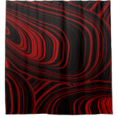 抽象芸術モダン赤と黒のパターン シャワーカーテン (正面)