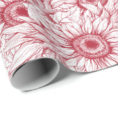 抽象芸術モダン赤ひまわり模様クリスマス ラッピングペーパー (ロールコーナー)