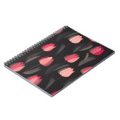 抽象芸術モダン赤チューリップ花シームレスパターン ノートブック (左側)