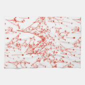 抽象芸術モダン赤トイルのワイルドフラワーオンホワイト キッチンタオル (横)