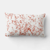 抽象芸術モダン赤トイルのワイルドフラワーオンホワイト ランバークッション (裏面)