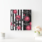 抽象芸術モダン赤葉いバラス スクエア壁時計 (ホーム)