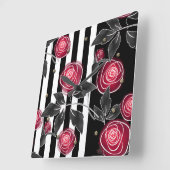 抽象芸術モダン赤葉いバラス スクエア壁時計 (傾斜)