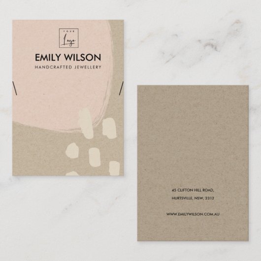 抽象芸術モダン赤面ピーチクラフトネックレスディスプレイ 名刺 (正面/裏面)