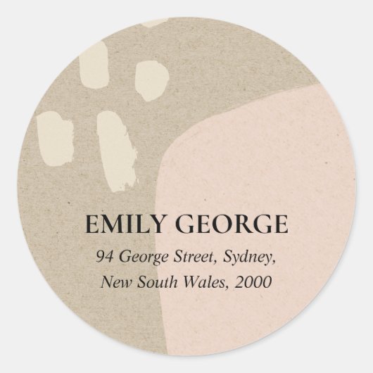 抽象芸術モダン赤面ピーチピンククラフトアドレス ラウンドシール (正面)