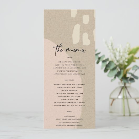 抽象芸術モダン赤面ピーチピンククラフト結婚ズ メニュー (スタンド正面)