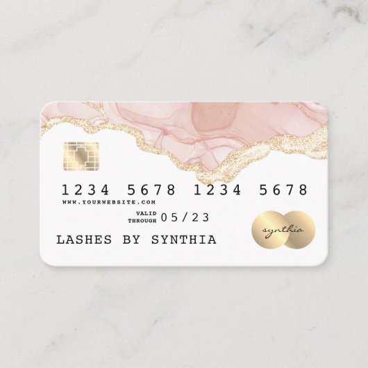 抽象芸術モダン赤面水色クレジットカードスタイル 名刺 (正面)