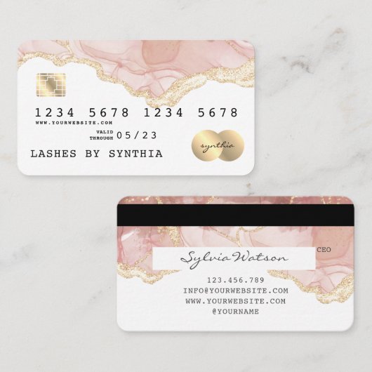 抽象芸術モダン赤面水色クレジットカードスタイル 名刺 (正面/裏面)