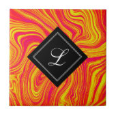 抽象芸術モダン赤黄色液体大理石 タイル (正面)