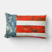 抽象芸術モダン赤、白、青の旗のような ランバークッション (正面)