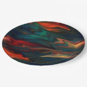 抽象芸術モダン軟勾配液ぼやけ波 ペーパープレート (アングル)