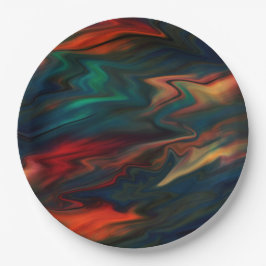 抽象芸術モダン軟勾配液ぼやけ波 ペーパープレート