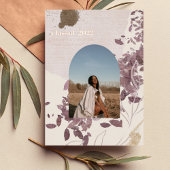 抽象芸術モダン金ゴールドと紫色の大学院写真 箔招待状