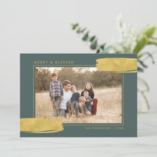 抽象芸術モダン金ゴールドとSage宗教写真 シーズンカード (スタンド正面)