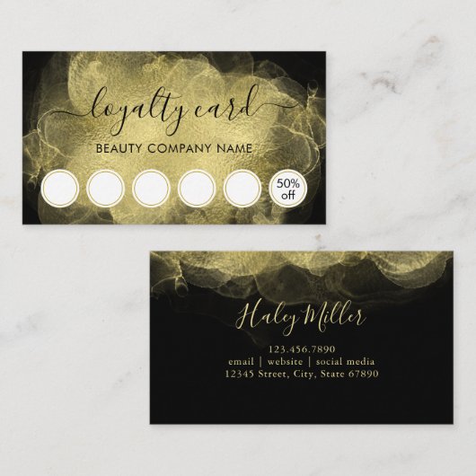 抽象芸術モダン金ゴールドインクロイヤリティカード 名刺 (正面/裏面)