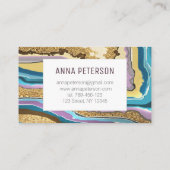 抽象芸術モダン金ゴールドグリッタージェムアゲート 名刺 (裏面)