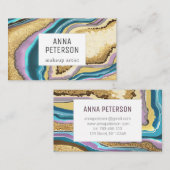 抽象芸術モダン金ゴールドグリッタージェムアゲート 名刺 (正面/裏面)