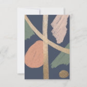 抽象芸術モダン金ゴールドネイビーピンク結婚セージ 出欠カード (裏面)