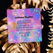 抽象芸術モダン金ゴールドファイアオプアルジェムストーン追加ロゴ スクエア名刺