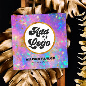 抽象芸術モダン金ゴールドファイアオプアルジェムストーン追加ロゴ スクエア名刺