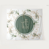 抽象芸術モダン金ゴールドユーカリプトゥスボホブライダルシャワー タペストリー (正面(横))