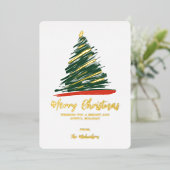 抽象芸術モダン金ゴールドレッドグリーンツリークリスマスフォイル 箔シーズンカード (立ち正面)