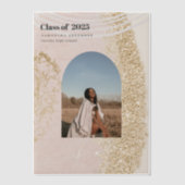 抽象芸術モダン金ゴールド及びピンク大学院 ベラム紙招待状 (正面)