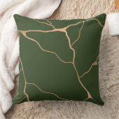 抽象芸術モダン金ゴールド静脈デザインダークグリーン クッション (ブランケット)