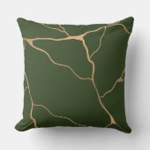 抽象芸術モダン金ゴールド静脈デザインダークグリーン クッション (正面)