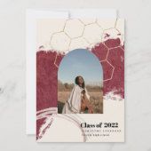 抽象芸術モダン金ゴールド&ピンク卒業写真 招待状 (正面)