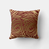 抽象芸術モダン金ゴールドZebra Burgundy背景 クッション (裏面)