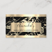 抽象芸術モダン金大理石ブラックフレーム 名刺 (正面)