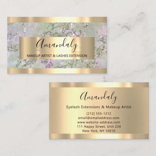 抽象芸術モダン金大理石銅枠 名刺 (正面/裏面)
