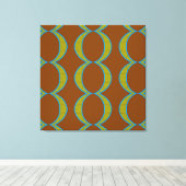 抽象芸術モダン銅茶色の緑の円ダイヤモンド キャンバスプリント (インサイチュ (ウッドフロア))