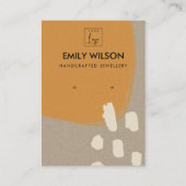 抽象芸術モダン錆オレンジクラフトイヤリングディスプレイ 名刺 (正面)